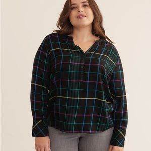 PENNINGTONS NWT plaid dobby blouse plus size 5X long sleeve womens
